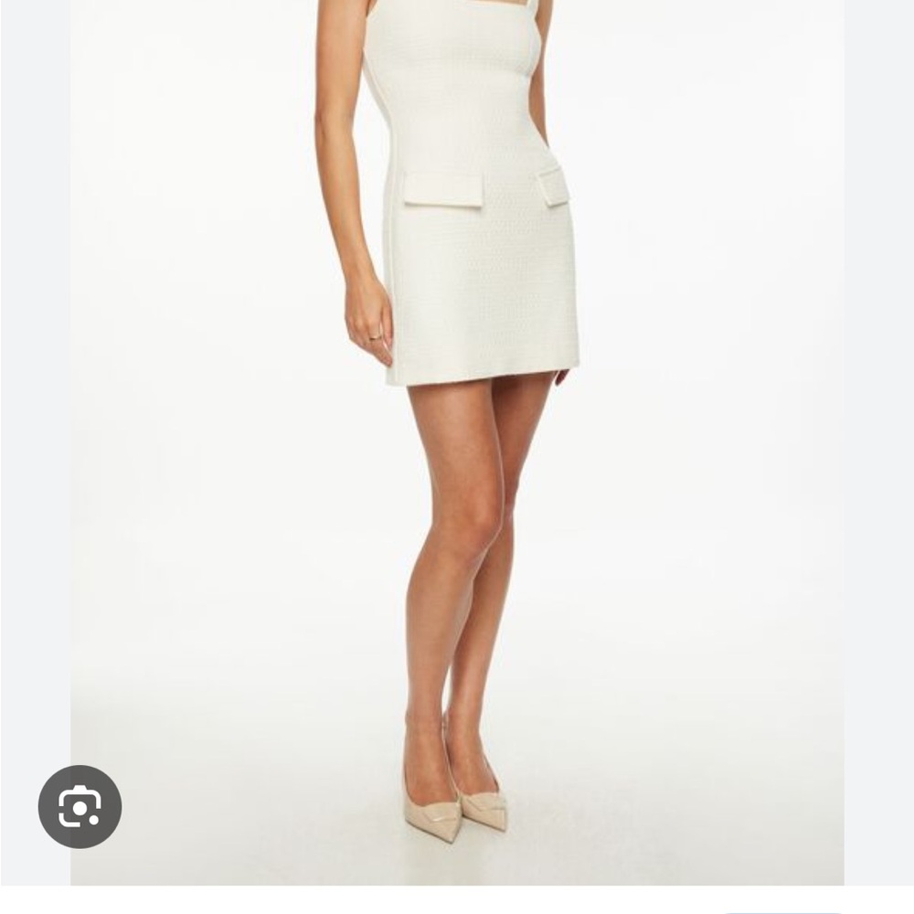 Square Neck Tweed Mini Dress